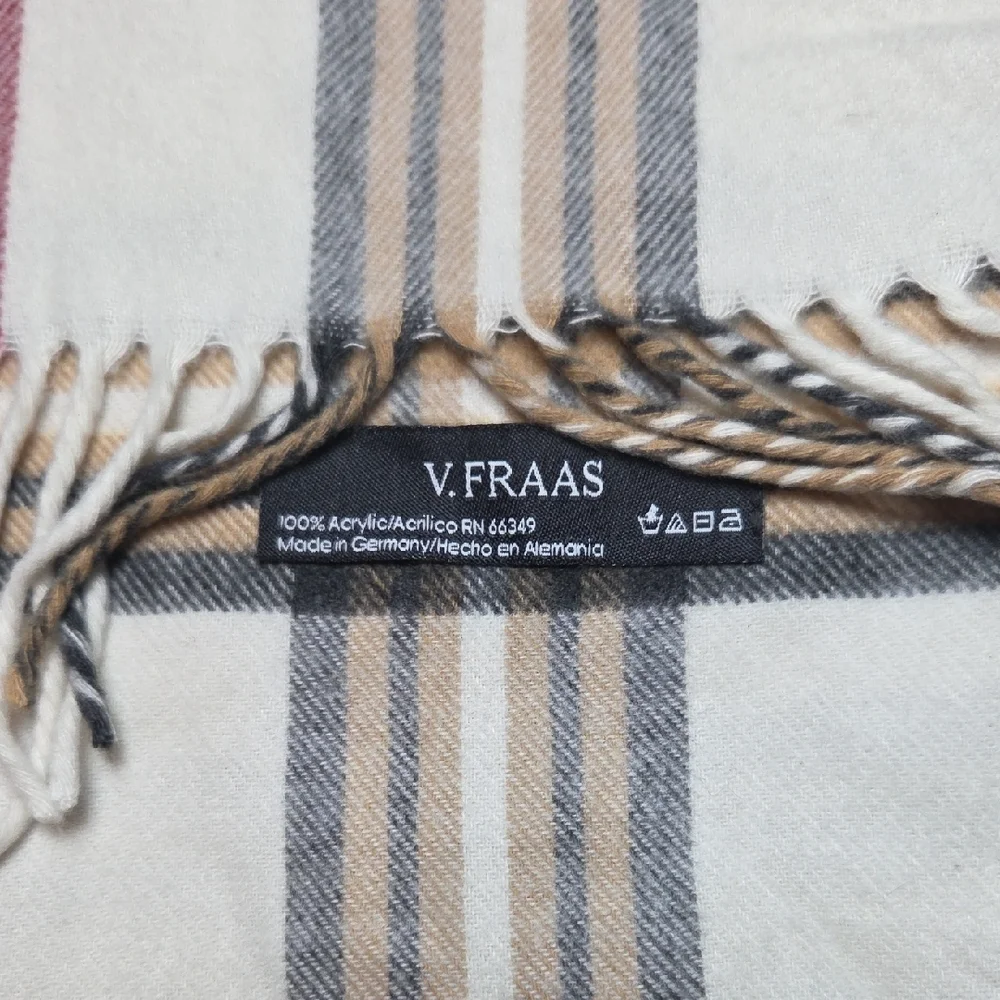 V. FRAAS Plaid Scarf in Cream, Brown, and Red - Picture 2 of 2